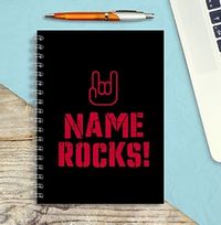Name Rocks Personalised Notebook, Red & Black