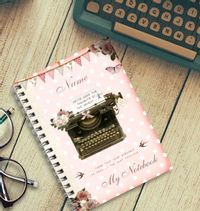 Peony Teacup Typewriter Notebook