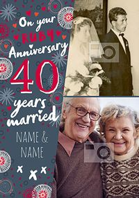 40 Years Married photo Anniversary Card
