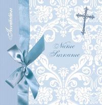 Baroque Ribbon - Confirmation Invite Blue