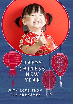 Happy Chinese New Year Lanterns Photo Card
