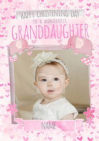 Tap to view Wonderful Granddaughter photo Christening Card