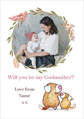 Godmother cute photo Christening Card