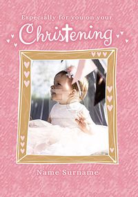 Tap to view Especially for You pink Christening photo Card