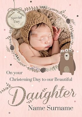 Beautiful Daughter Christening Day photo Card