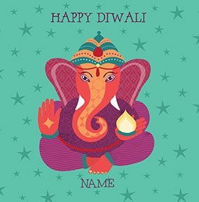 Happy Diwali Elephant Personalised Card