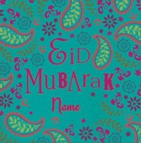 Eid Mubarak Paisley Personalised Card