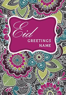 Eid Greetings Floral Personalised Card