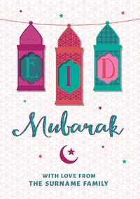 Eid Mubarak Lanterns personalised Card