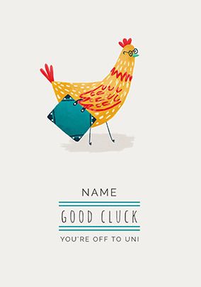 Good luck Personalised  Funky Uni Chick Card