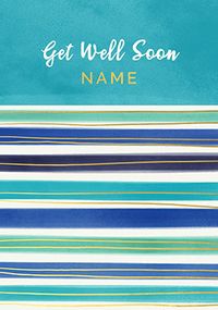 Get Well Soon Stripes Personalised Card