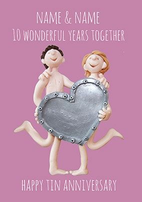 10 Years - Tin Anniversary Personalised Card