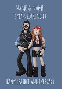3 Years - Leather Anniversary Personalised Card