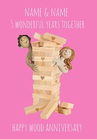 5 Years - Wood Anniversary Personalised Card