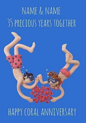 35 Years - Coral Anniversary Personalised Card