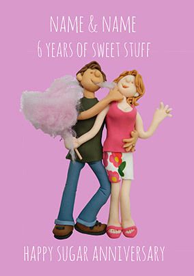 6 Years - Sugar Anniversary Personalised Card