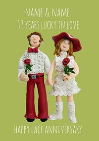 Tap to view 13 Years - Lace Anniversary Personalised Card
