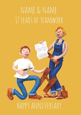 17 Years - Teamwork Anniversary Personalised Card