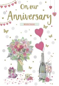 On Our Anniversary Personalised Flower Card