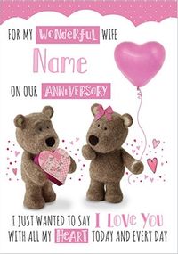Tap to view Barley Bear - Wife Anniversary Personalised Card