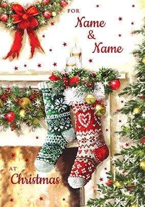 Stockings by The Fire Personalised Christmas Card