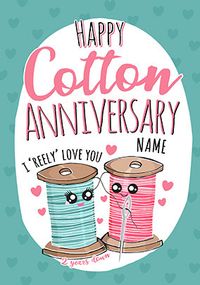 2nd Anniversary Cotton personalised Card