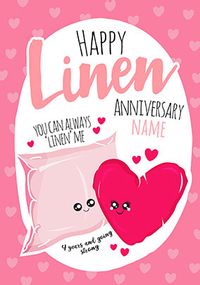 4th Anniversary Linen personalised Card