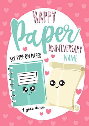 1st Anniversary Paper personalised Card