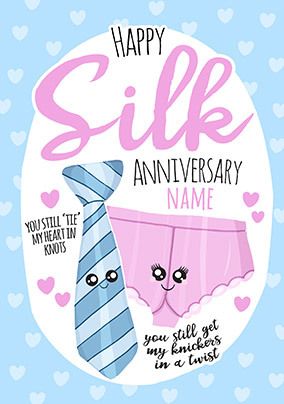 12th Anniversary Silk personalised Card