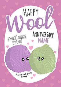 7th Anniversary Wool personalised Card