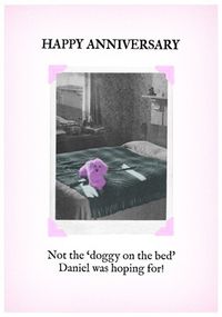 Tap to view Doggy on the Bed Personalised Anniversary Card