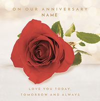 On Our Anniversary Personalised Rose Card
