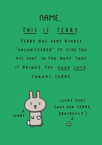 Lucky Rabbit Foot Personalised Card