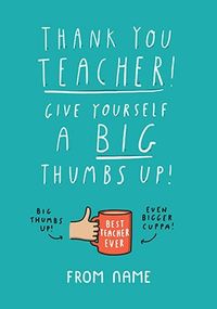 Tap to view Thank You Teacher Thumbs Up Personalised Card