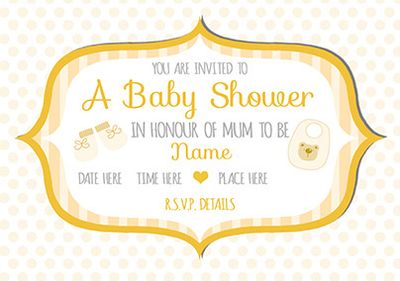 Baby Shower Invitation - Yellow Dots