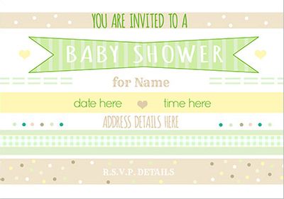 Baby Shower Invitation - Green Banner