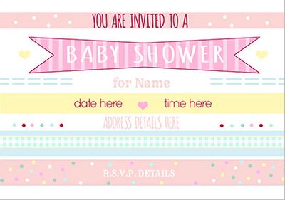 Baby Shower Invitation - Pink Banner