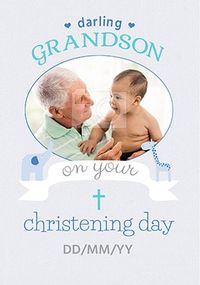 Grandson Christening Day Photo Card