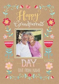 Floral Border Grandparents Day Photo Card