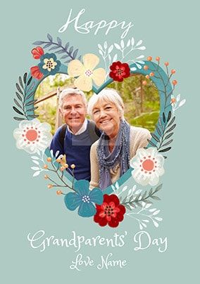 Floral Heart Grandparents Day Photo Card