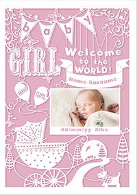 Tap to view Baby Girl Welcome to the World Photo Card