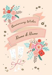 Tap to view Floral Banner Anniversary Wishes Card