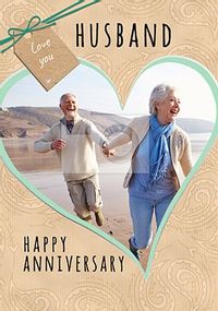 One Love Husband Photo Anniversary Card
