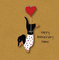 Sausage Dog Personalised Anniversary Card