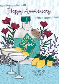 Lemons and Gin Anniversary personalised Card