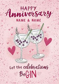 Tap to view Let the Celebrations Be Gin Anniversary personalised Card
