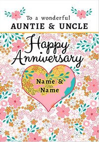 Auntie and Uncle Floral Personalised Anniversary Card