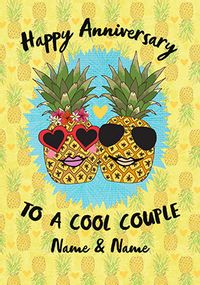 Cool Pineapple Couple Anniversary personalised Card