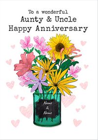 Aunty & Uncle Vase Personalised Anniversary Card