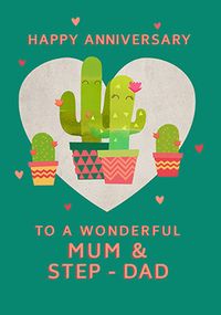 Wonderful Mum and Step Dad Anniversary personalised Card